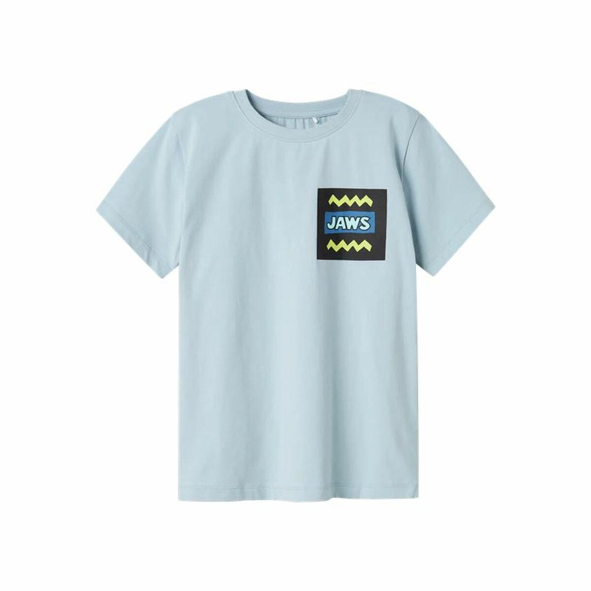Name It Nkmmakai Jaws kortærmet T-shirt, Sky (9-10 år)