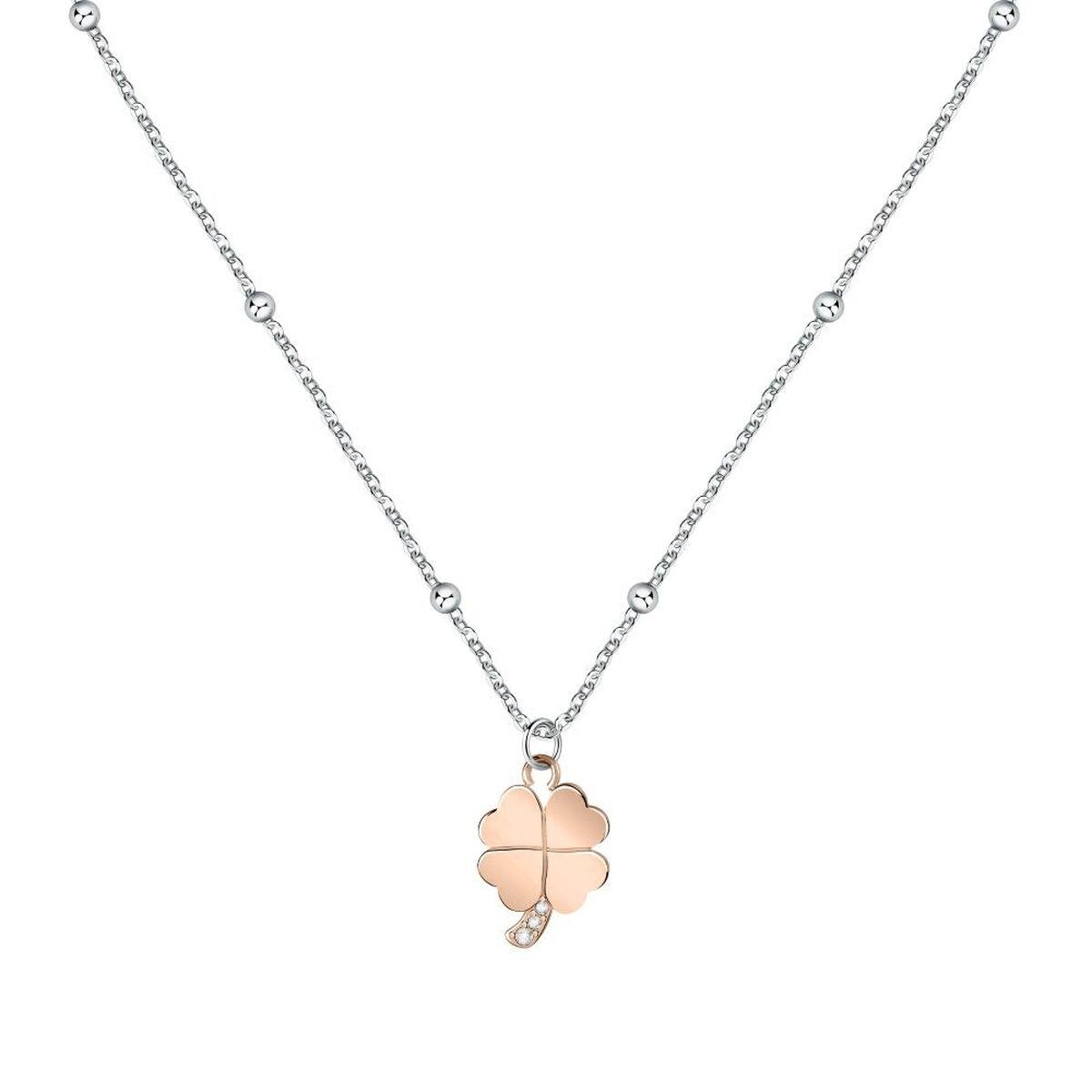 Halskæde dame - sølvkæde med firkløver vedhæng