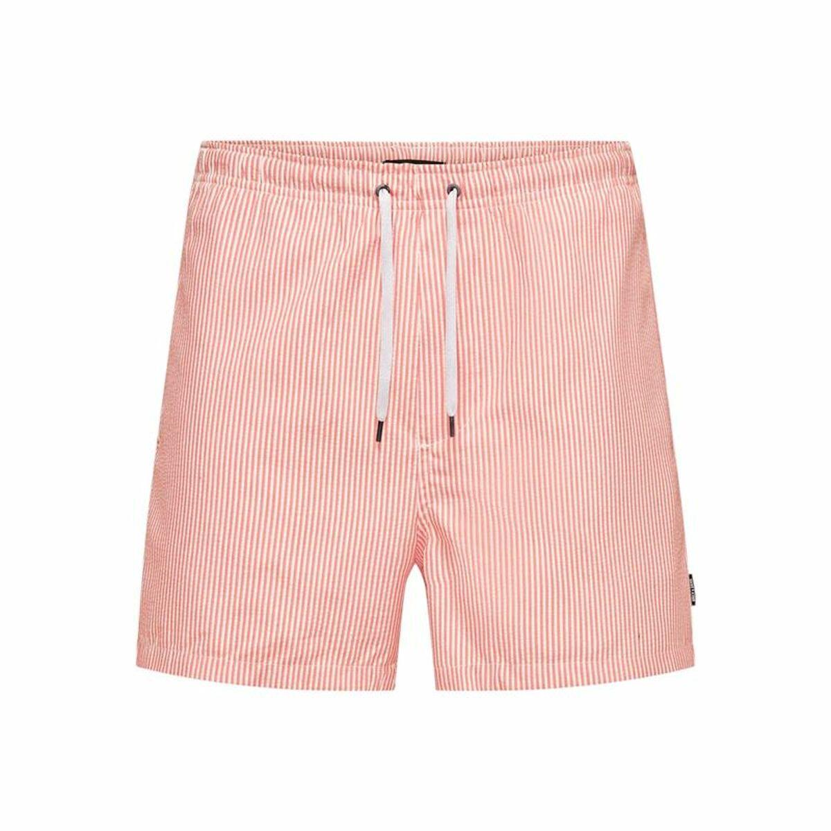 Only & Sons Onsted Stripe Seersucker badebukser - Pink (L)