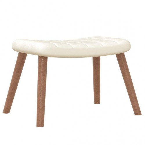 Gyngestol med fodskammel fløjl cremehvid