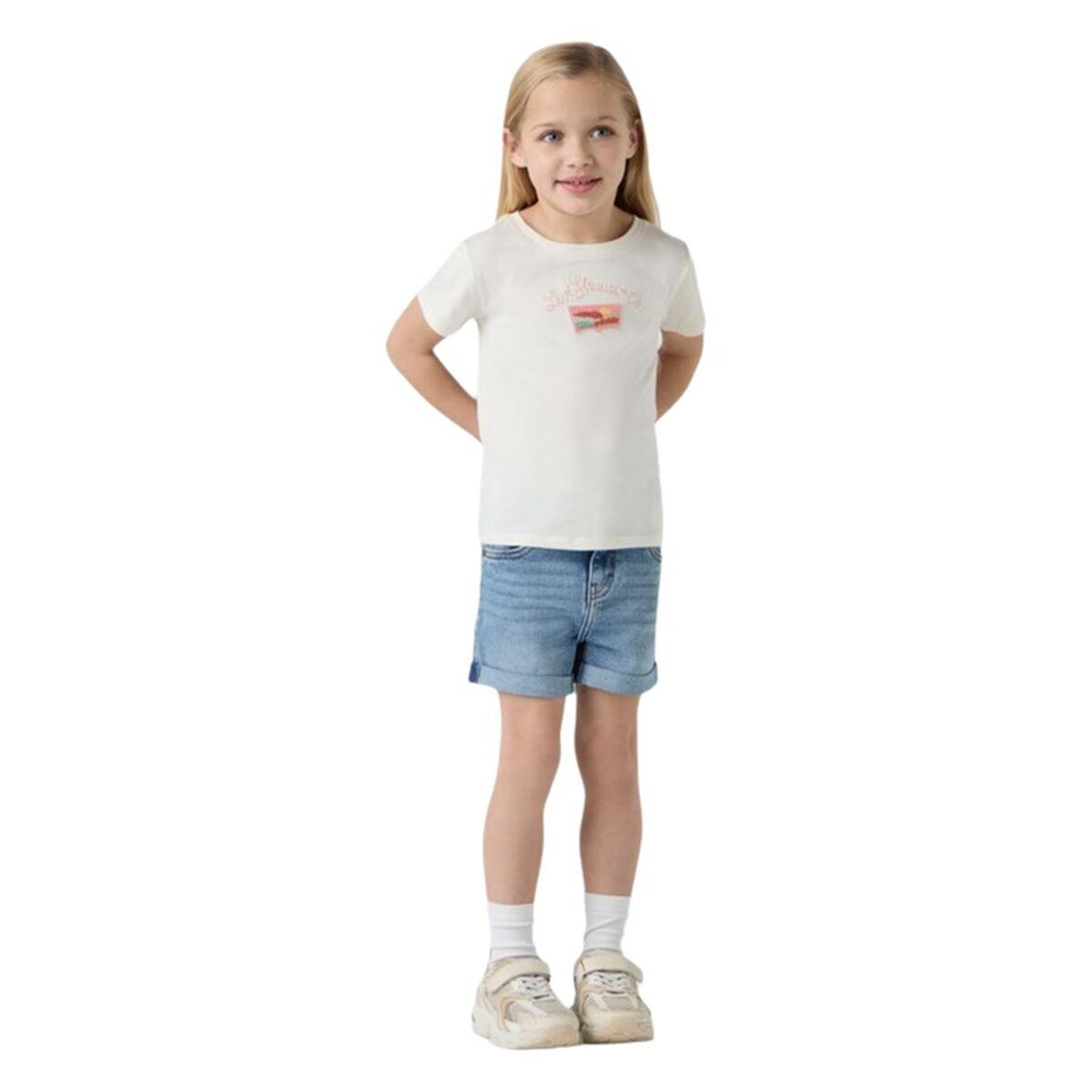 Levi's LVG Girlfriend jeansshorts - Flower Child, blå (7-8 år)