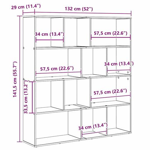 Bogskab Sort eg 132 x 29 x 141.5 cm Konstrueret træ