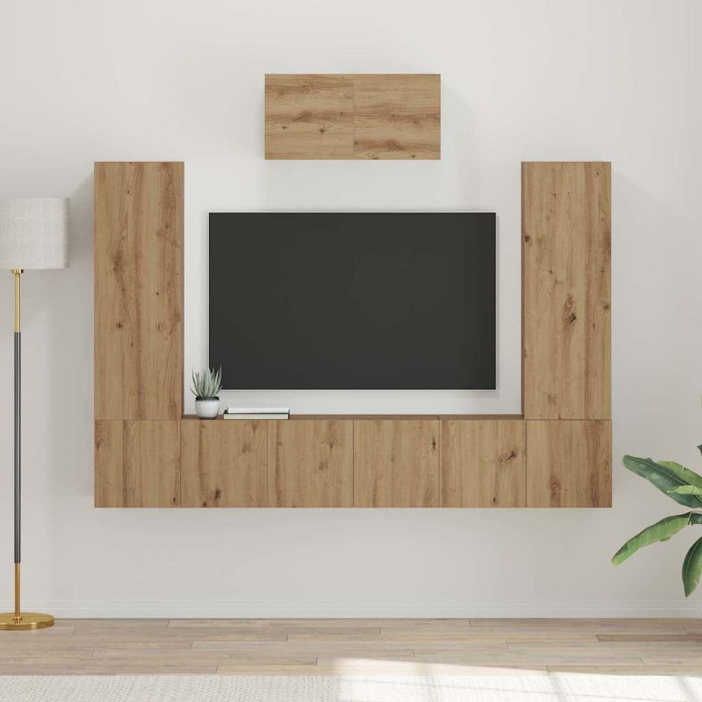 TV-møbelsæt 7 stk artisan eg 180 x 30 x 120 cm Konstrueret træ