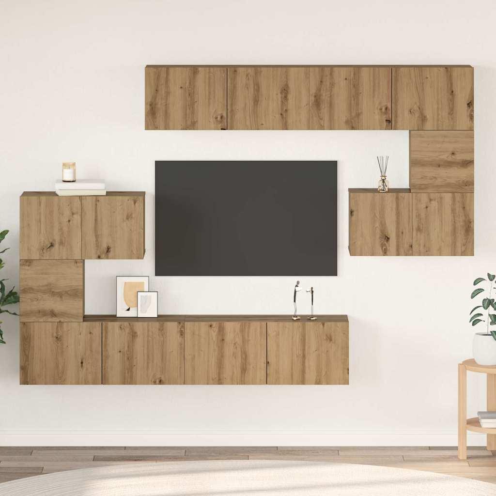TV-møbelsæt 8 stk artisan eg 80 x 30 x 30 cm Konstrueret træ