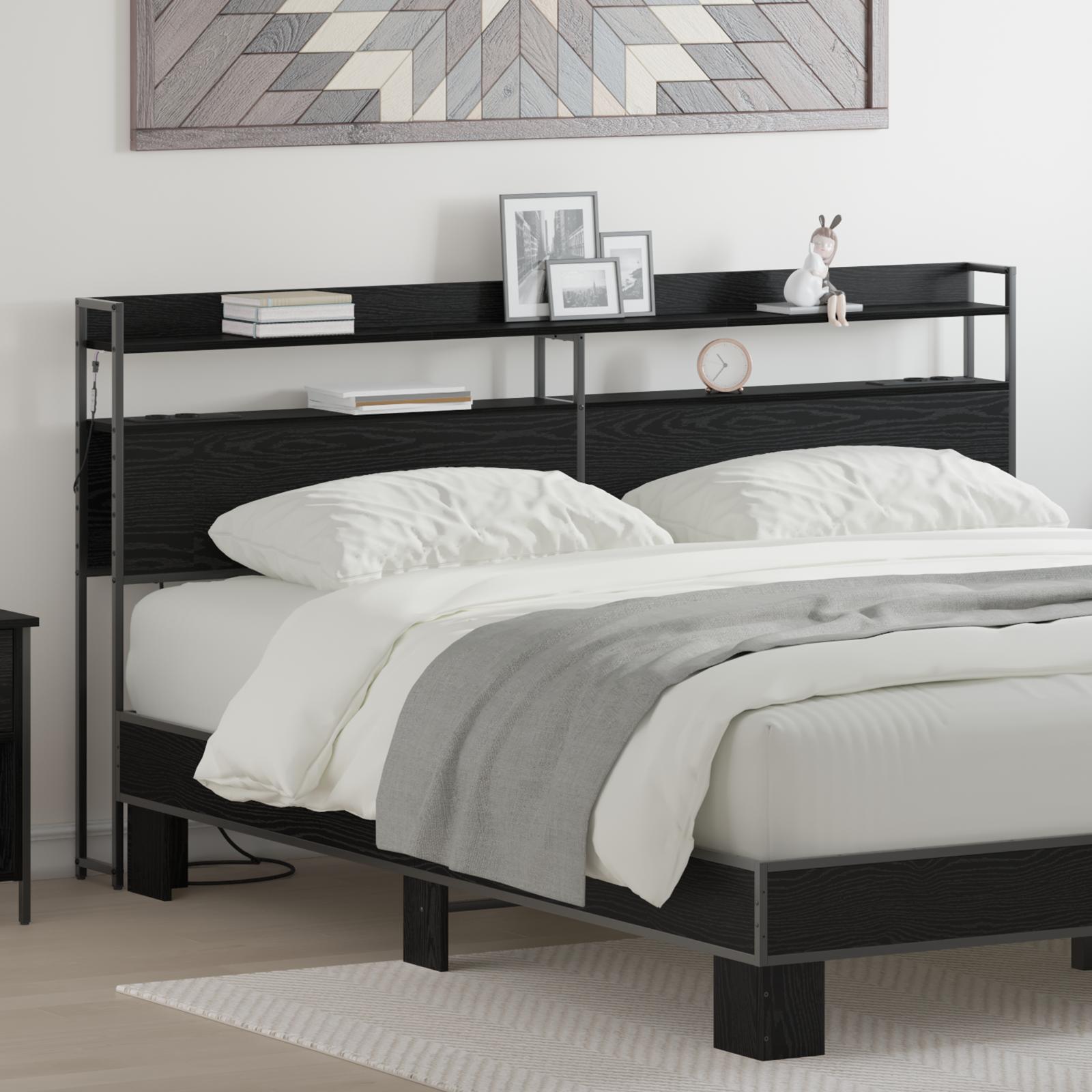 Opbevaringshovedgavl Sort eg 180 cm Konstrueret træ