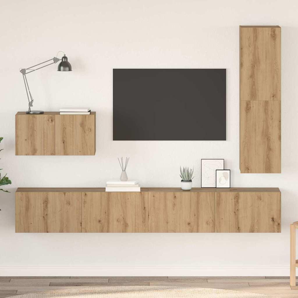 TV-møbelsæt 4 stk artisan eg 30.5 x 30 x 110 cm Konstrueret træ billede