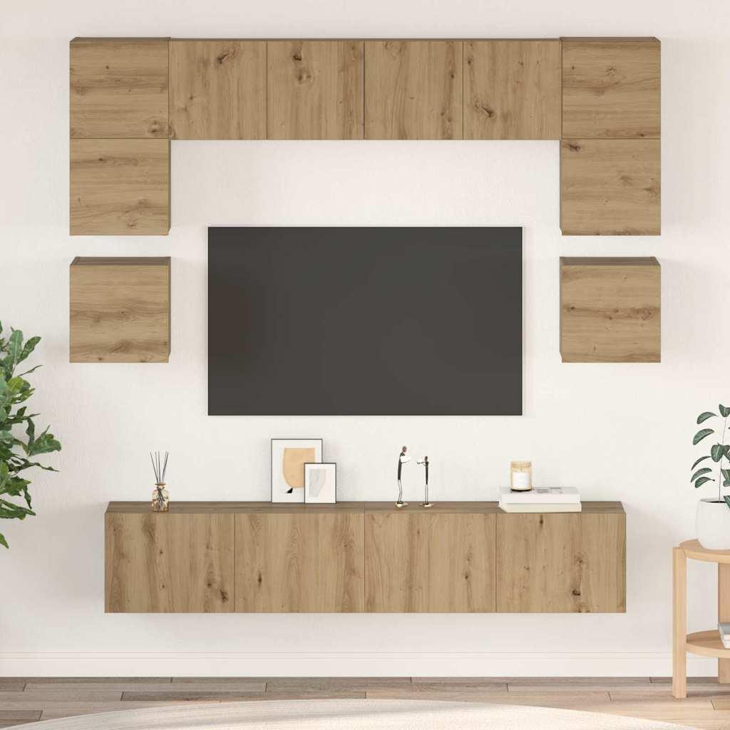 TV-møbelsæt 8 stk artisan eg 80 x 30 x 30 cm Konstrueret træ