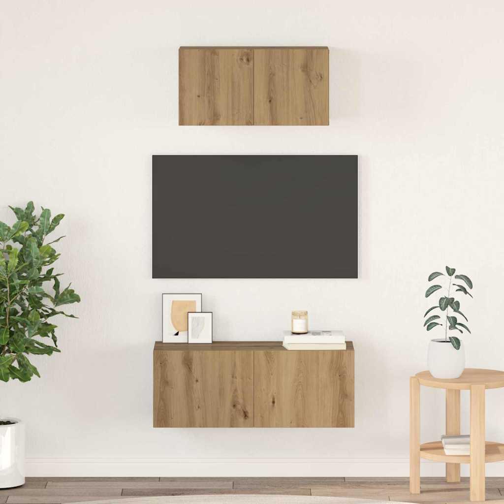 TV Skab Sæt 2 stk artisan eg 80 x 30 x 30 cm Konstrueret træ