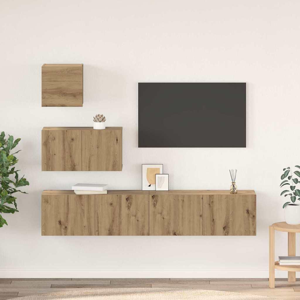 TV-møbelsæt 4 stk artisan eg 80 x 30 x 30 cm Konstrueret træ