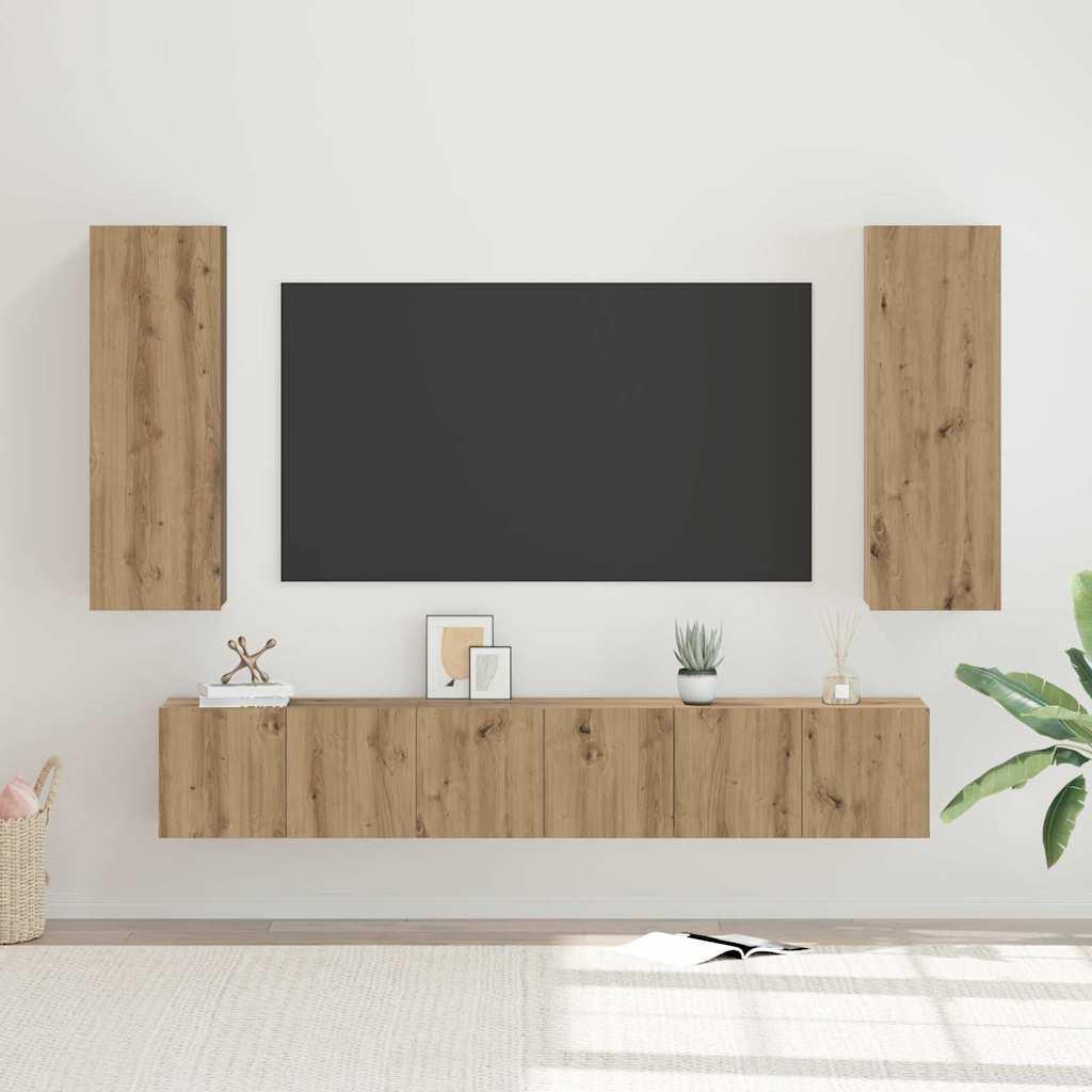 TV-møbelsæt 4 stk artisan eg 30.5 x 30 x 90 cm Konstrueret træ