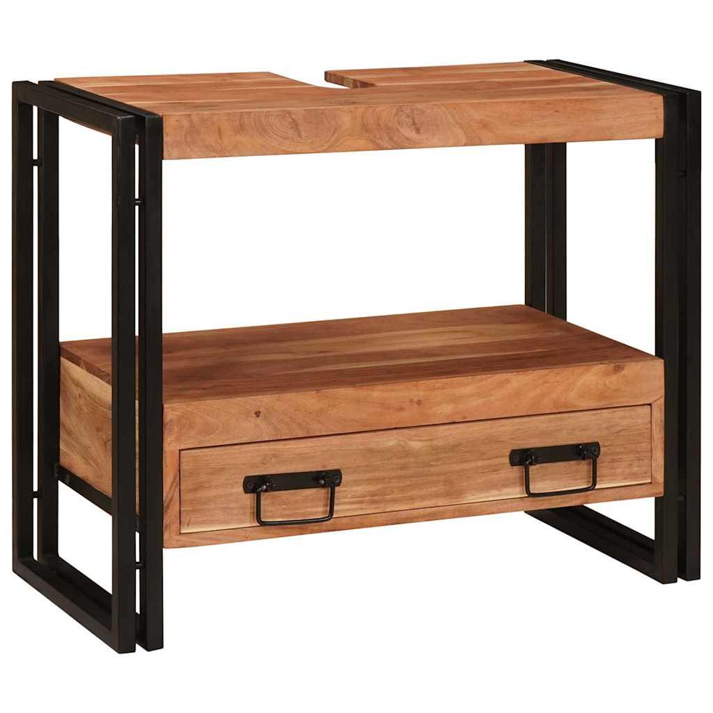 Badeværelsesvaskeskab 71 x 33 x 58 cm Massivt Akacietræ, Jern