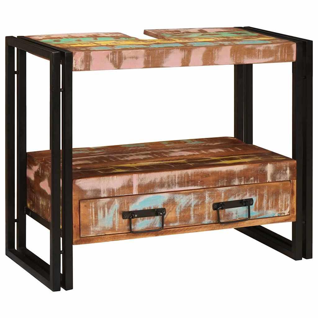 Badeværelsesvaskeskab 71 x 33 x 58 cm Massivt Genbrugstræ, Jern