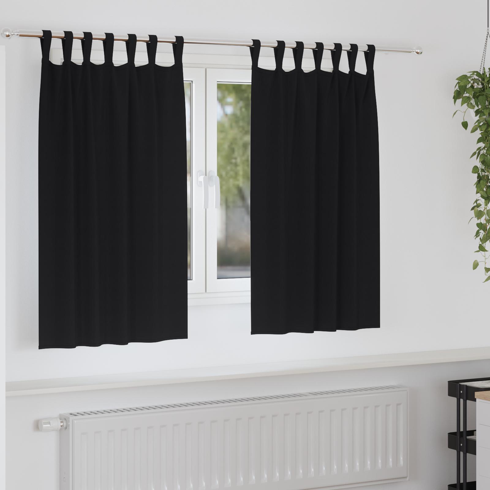 Mørklægningsgardiner Med Ringe 2 Dele 140 X - Sort / 140 cm / Tab tops