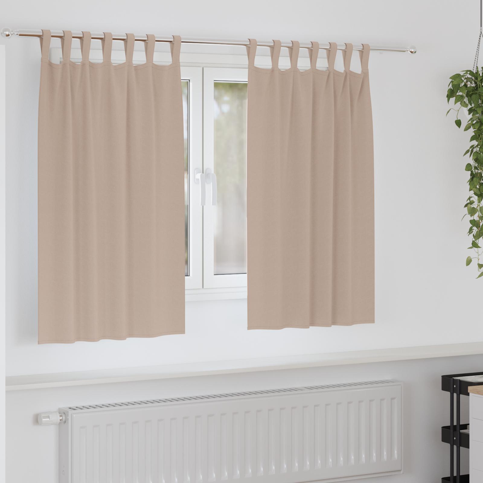 Mørklægningsgardiner med ringe - 2 stk, gråbrun 140 × 140 cm billede