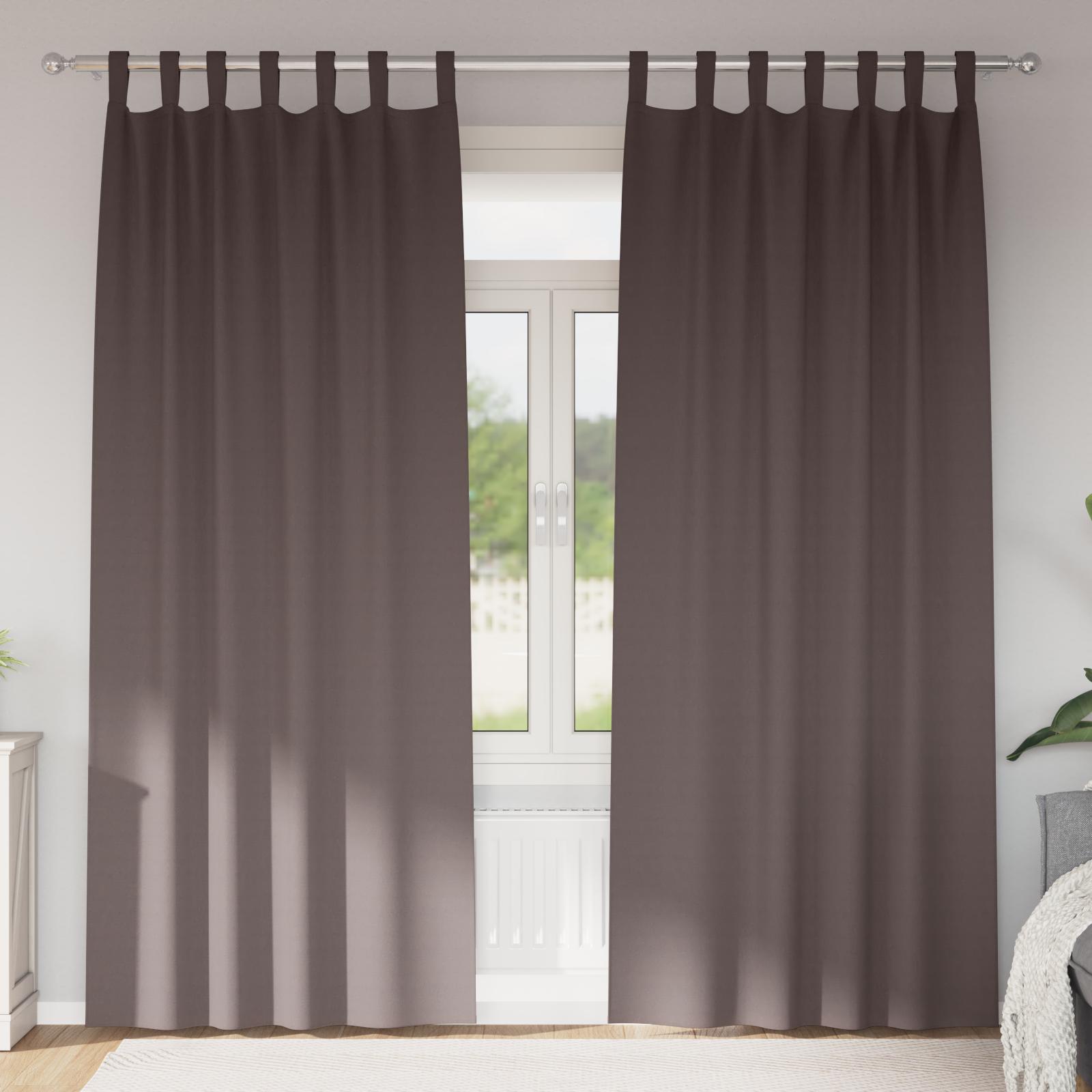 Mørklægningsgardiner Med Ringe 2 Dele 140 X - Mørkebrun / 225 cm / Tab tops