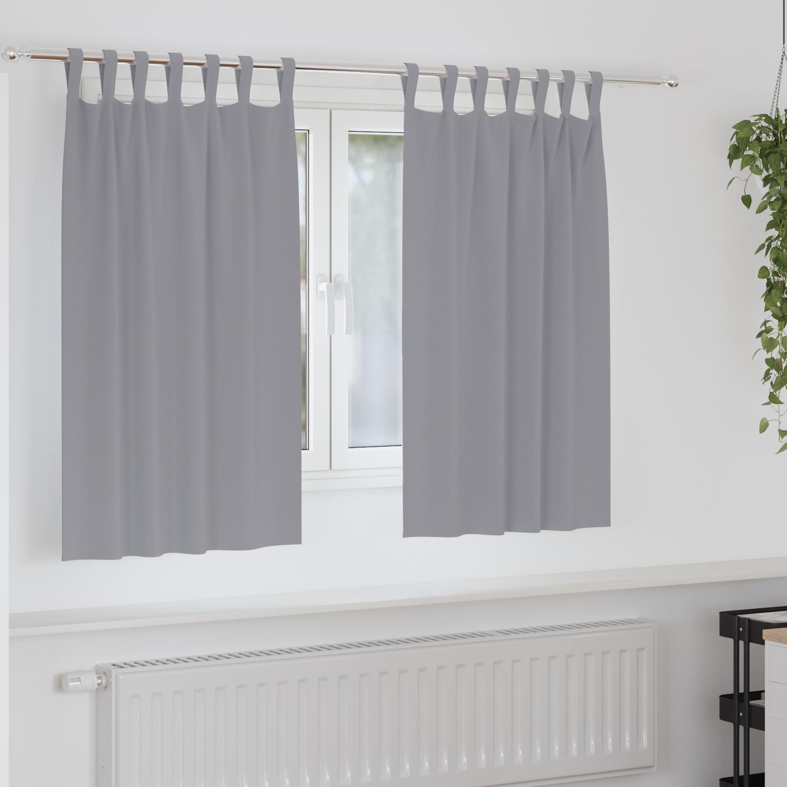 Mørklægningsgardiner Med Ringe 2 Dele 140 X - Lysegrå / 140 cm / Tab tops