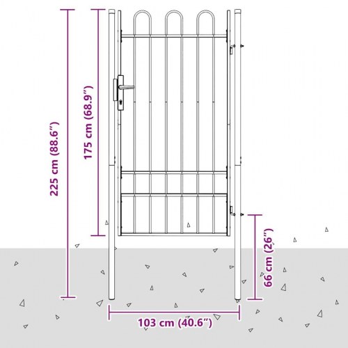 Hegnport BOXTEL 103 × 225 cm - pulverlakeret stål, grå