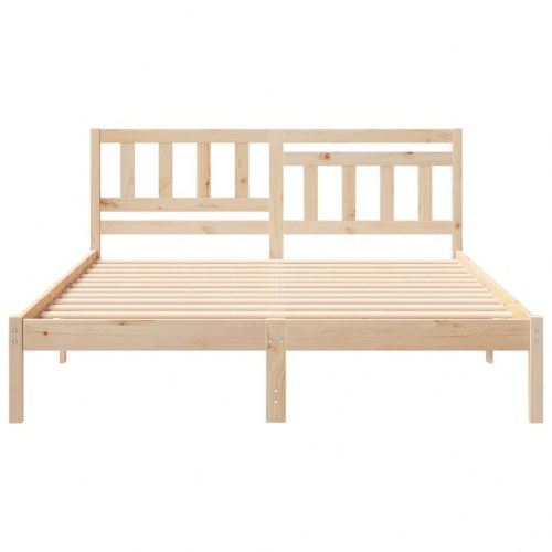 Sengestel med hovedgærde - brun 140 x 200 cm massiv fyrretræ
