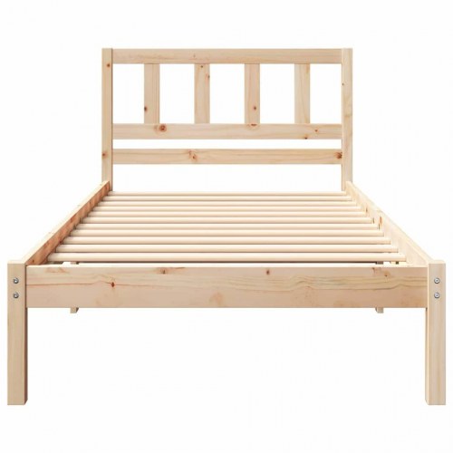 Sengestel med hovedgærde - brun 80 x 200 cm massiv fyrretræ