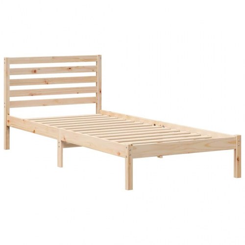 Sengestel med hovedgærde 80 x 210 cm i massiv fyrretræ - brun