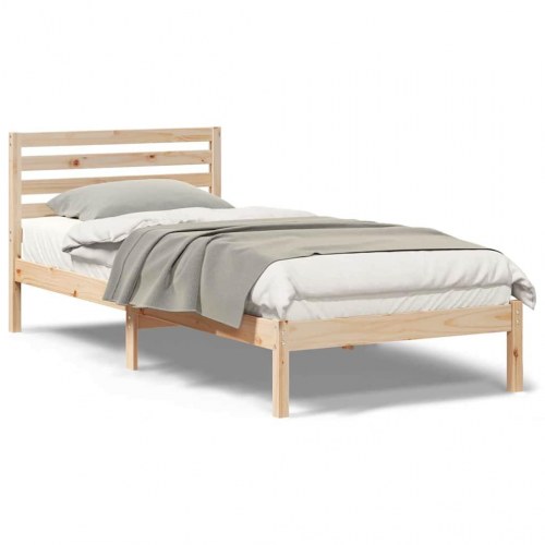 Sengestel med hovedgærde 80 x 210 cm i massiv fyrretræ - brun