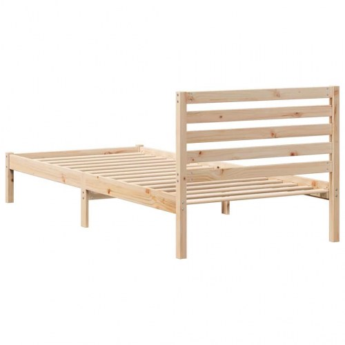 Sengestel med hovedgærde 80 x 210 cm i massiv fyrretræ - brun