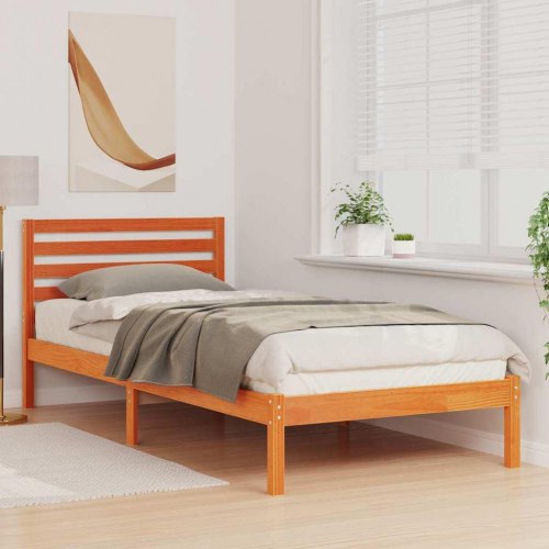 Sengestel med hovedgærde - voks brun 80 x 210 cm