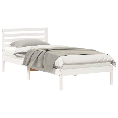 Sengestel med hovedgærde 90 x 210 cm - hvid