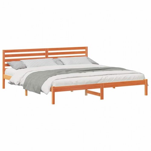 Sengestel med hovedgærde - voks brun 180 x 210 cm