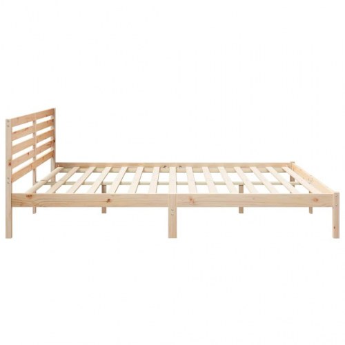Sengestel med hovedgærde i massiv fyrretræ - brun 200 x 210 cm