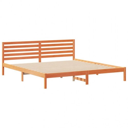 Sengestel med hovedgavl i voksbrun massiv fyrretræ 200 x 210 cm
