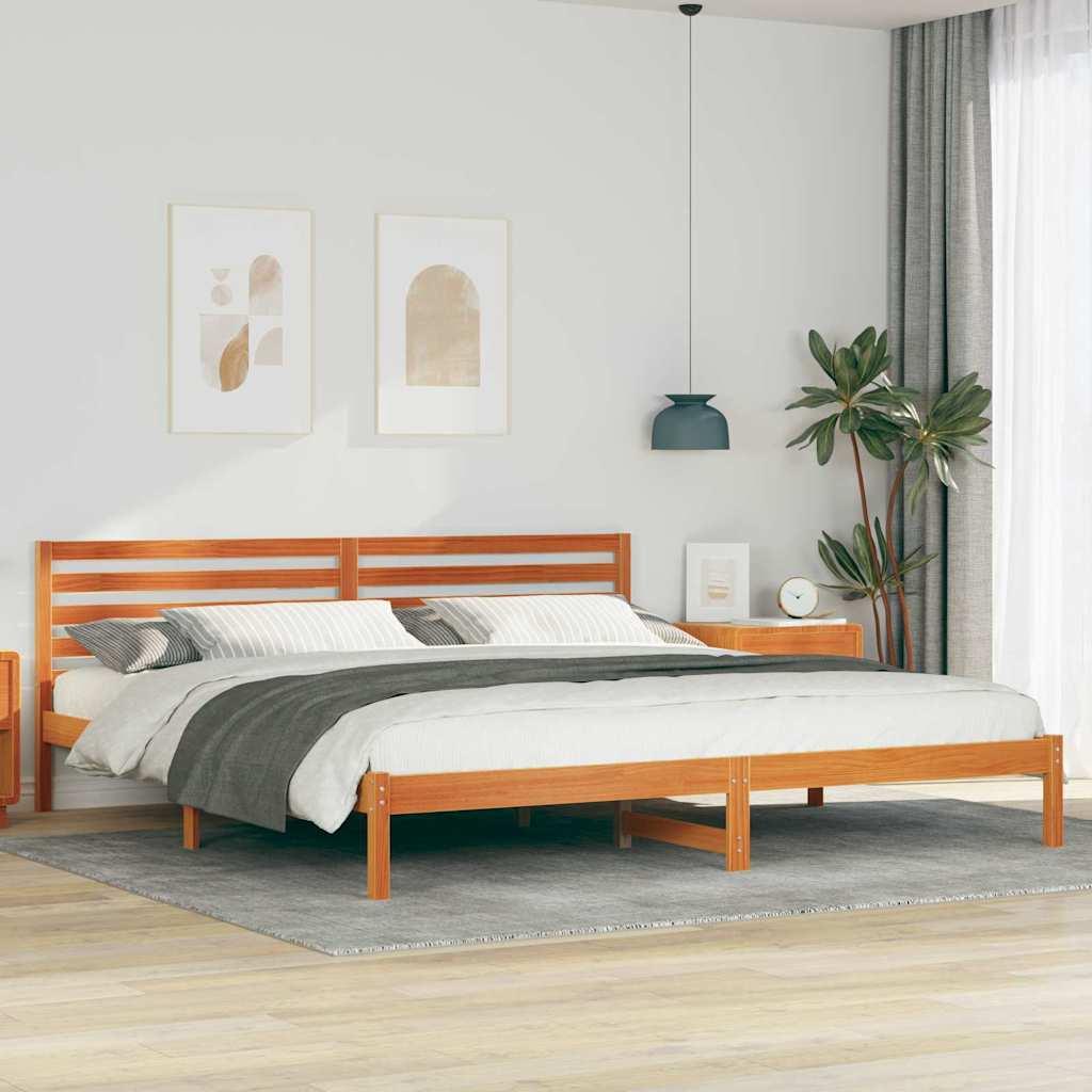 Sengestel Gyldenbrun 200 x 220 cm Massivt fyrretræ billede