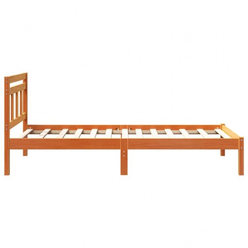 Sengestel med hovedgærde i massiv fyrretræ 100 x 200 cm - brun