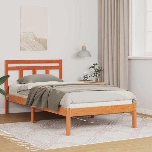 Sengestel med hovedgærde 75 x 190 cm - brun