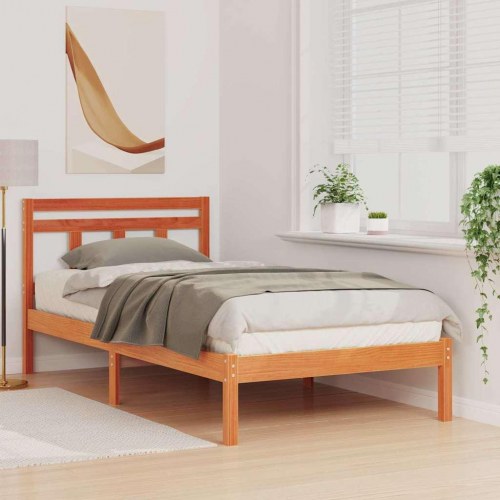 Sengestel med hovedgærde 75 x 190 cm - brun