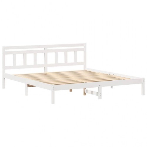 Sengestel 200 x 200 cm i massiv fyrretræ - hvid