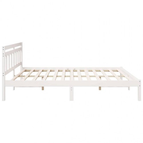 Sengestel 200 x 200 cm i massiv fyrretræ - hvid