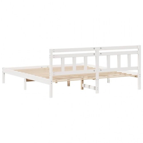Sengestel 200 x 200 cm i massiv fyrretræ - hvid