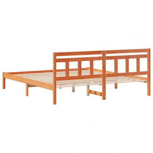 Sengestel med hovedgærde 200 x 200 cm - brun fyrretræ