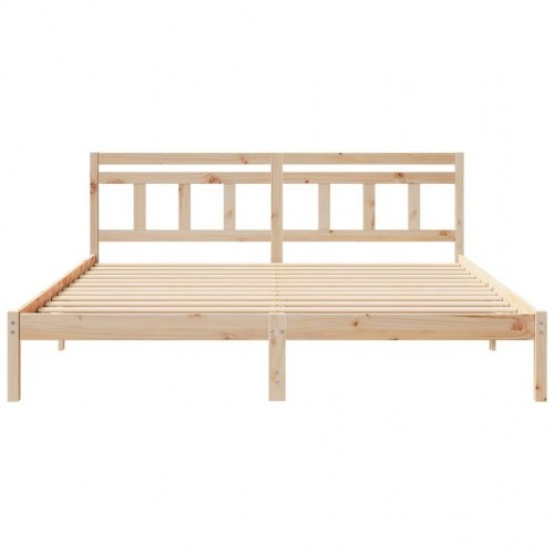 Sengestel med hovedgærde 180 x 200 cm i massiv fyrretræ - brun