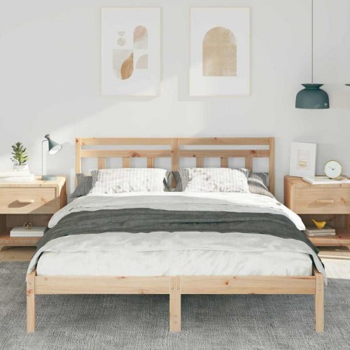 Sengestel brun 140 x 200 cm med hovedgærde i massivt fyrretræ