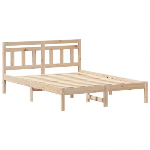 Sengestel med hovedgærde - brun 135 x 190 cm, massiv fyrretræ