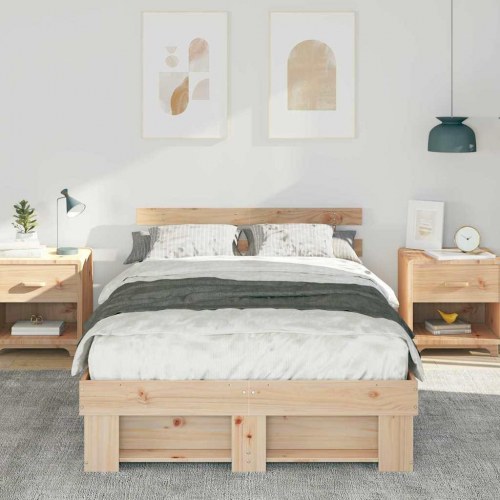 Sengestel med hovedgærde 120 x 200 cm - brun massiv fyrretræ