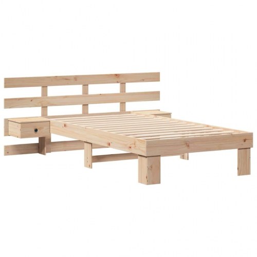 Sengestel med hovedgavl brun 90 x 190 cm i massiv fyrretræ