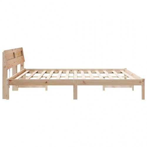 Sengestel med hovedgærde og USB-porte - brun 180 x 200 cm