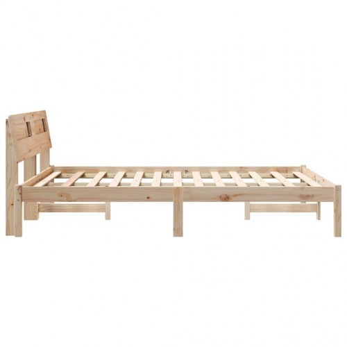 Sengestel med hovedgærde - brun 120 x 200 cm massiv fyrretræ