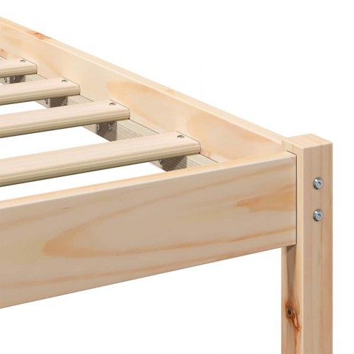 Sengestel med hovedgærde - brun 120 x 200 cm massiv fyrretræ