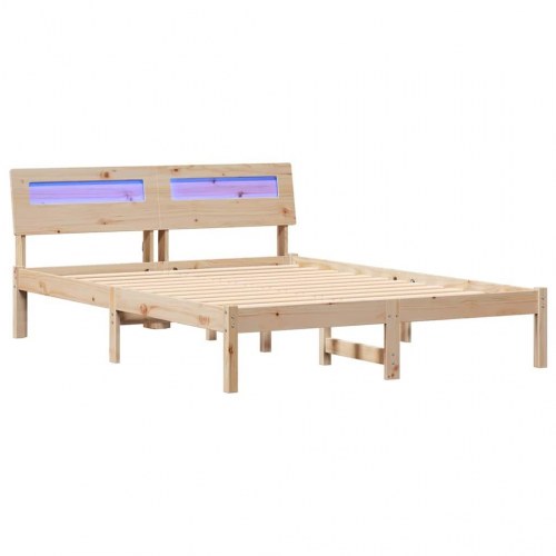 Sengestel med hovedgærde - brun 135 x 190 cm massiv fyrretræ