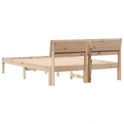 Sengestel med hovedgærde - brun 135 x 190 cm massiv fyrretræ