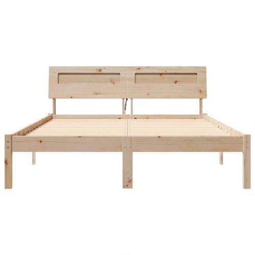 Sengestel med hovedgærde brun 120 x 190 cm i massivt fyrretræ
